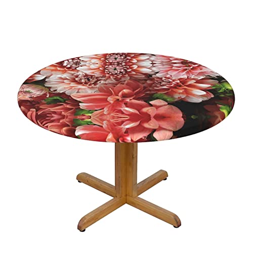 TEMKIN Runde Tischdecke mit Pfingstrosen, mit Gummizug, dekorative Tischdecke für Küche und Esszimmer, 138 cm Durchmesser von TEMKIN