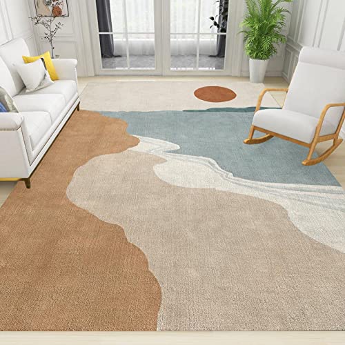 Abstrakter Boho-Stil Aus Der Mitte Des Jahrhunderts Teppiche Gegend, Minimalistischer Sonnenberg Schlafzimmer Kurzflor für Wohnzimmer, Schlafzimmer, Esszimmer Badezimmer Küche Flur Läufer 140 x 200cm von TEMLAN