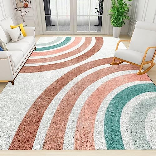 Moderne Boho-Zusammenfassung Teppiche Gegend, Geometrischer Regenbogen Aus Der Mitte Des Jahrhunderts Waschmaschinenfest Große Teppiche für Wohnzimmer, Schlafzimmer, Kinderzimmer, Büro 180 x 280cm von TEMLAN