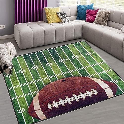 TEMLAN American Football Teppiche Gegend, Grünes Gras Kleiner Teppich für Wohnzimmer, Schlafzimmer, Kinderzimmer, Büro, etc 100 x 150cm von TEMLAN