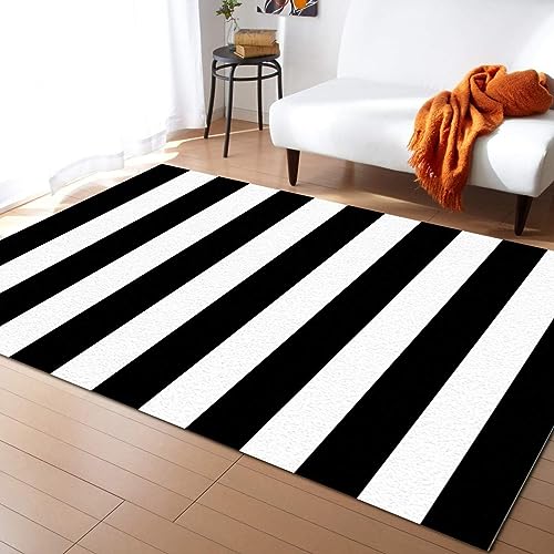 TEMLAN Einfache Schwarz-weiße Streifen Teppiche Gegend, Zebrastreifen Kinderteppich für Drinnen und Draußen Terrasse Balkon Garten Wohnzimmer 80 x 150cm TEMLAN Einfache Schwarz-weiße Streifen Teppiche Gegend, Zebrastreifen Kinderteppich für Drinnen und Draußen Terrasse Balkon Garten Wohnzimmer 80 x 150cm von TEMLAN