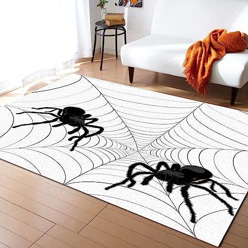 TEMLAN Geheimnisvolle Große Spinne Teppiche Gegend, Spinnennetz Kinderteppich für Drinnen und Draußen Terrasse Balkon Garten Wohnzimmer 80 x 150cm von TEMLAN