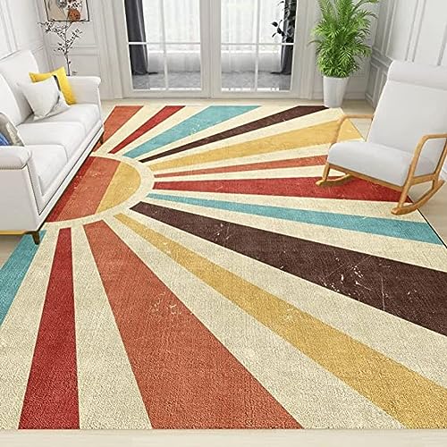 TEMLAN Regenbogensonne Teppiche Gegend, Buntes Bohemian Kurzflor Teppiche für Teppich Wohnzimmer Teetisch Sofa Bodenmatte Schlafzimmer Nachttisch Teppich 160 x 230cm von TEMLAN