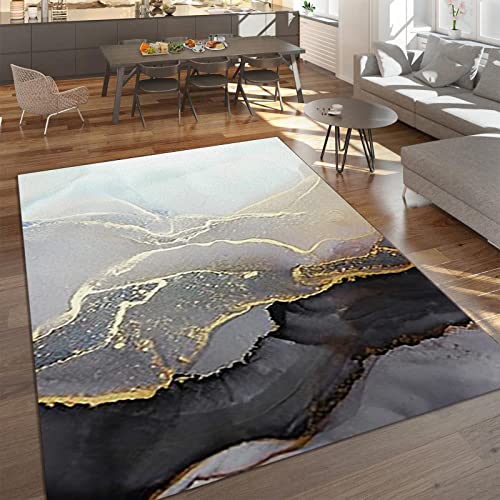 TEMLAN Schwarzgrauer Goldmarmor Teppiche Gegend, Abstrakte Farbverlaufskunst Kleiner Teppich für Wohnzimmer, Schlafzimmer, Kinderzimmer, Büro, etc 100 x 150cm TEMLAN Schwarzgrauer Goldmarmor Teppiche Gegend, Abstrakte Farbverlaufskunst Kleiner Teppich für Wohnzimmer, Schlafzimmer, Kinderzimmer, Büro, etc 100 x 150cm von TEMLAN