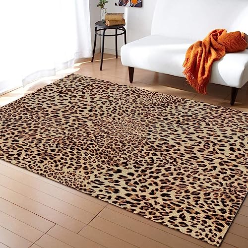 TEMLAN Sexy Leopard Teppiche Gegend, Gelbe Leoparden-Druckkunst Kleiner Teppich für Wohnzimmer, Schlafzimmer, Kinderzimmer, Büro, etc 100 x 150cm von TEMLAN