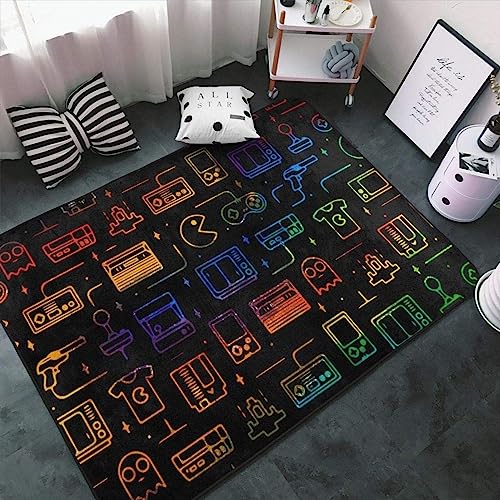 TEMLAN Spiel-Video-Gaming-Muster Teppiche Gegend, Kinder-Gamecontroller Flauschiger Teppich für Küche und Balkon Dekor Schlafzimmer Wohnzimmer Bodenteppich 120 x 180cm von TEMLAN