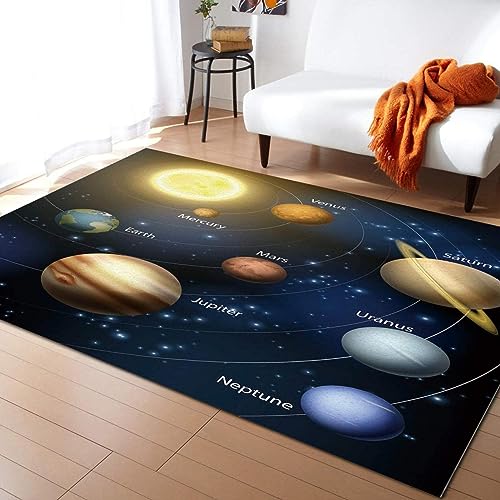 TEMLAN Universum Planet Teppiche Gegend, Erdgalaxie-Sonnensystem Dekorativer Teppich für Wohnzimmer, Schlafzimmer, Esszimmer Badezimmer Küche Flur Läufer 60 x 120cm von TEMLAN