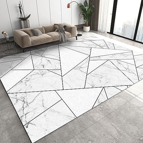 TEMLAN Weißer Marmor Geometrisch Teppiche Gegend, Geometrische Linienkunst Kurzflor Teppiche für Teppich Wohnzimmer Teetisch Sofa Bodenmatte Schlafzimmer Nachttisch Teppich 160 x 230cm von TEMLAN