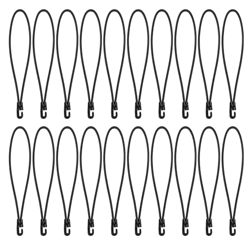 20 Stück elastische Mehrzweck-Bungee-Gurte mit Haken, Planen-Spannseil für Planen, Zelte, Netz, Camping, Bungee-Seil mit Haken von TEMOOUES