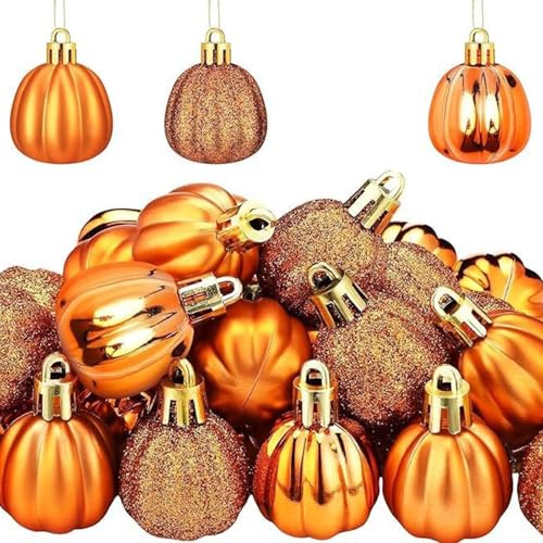 Kürbiskugeln, Ornament, Erntedankfest, Baumschmuck, kreativer Herbst für Weihnachten, Halloween, Ball, hängende Ornamente, Erntedankfest, Baum für Party, 24 Stück Kürbiskugeln, Ornament, Erntedankfest, Baumschmuck, kreativer Herbst für Weihnachten, Halloween, Ball, hängende Ornamente, Erntedankfest, Baum für Party, 24 Stück von TEMOOUES
