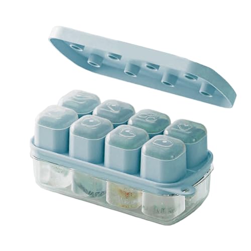 Quadratische Eiswürfelform mit Deckel für Gefrierschrank, lebensmittelechtes Silikon zum Kühlen und Trinken von Babynahrung von TEMOOUES