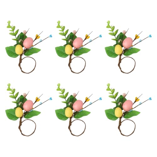 Serviettenringe mit Ostereiern für Festivalveranstaltungen, handgefertigte Serviettenhalter, elegante Tischdekoration, Pastelleier, 6 Stück von TEMOOUES