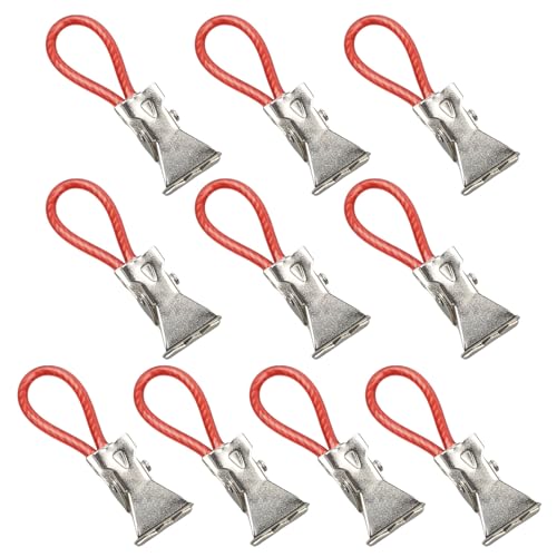 TEMOOUES 10 Stück Mehrzweck-Handtuch-Clip-Zubehör für Küche und Badezimmer, hängende Lösung, tragbare, stabile Metallmaterialien, platzsparende Handtuchaufhänger von TEMOOUES