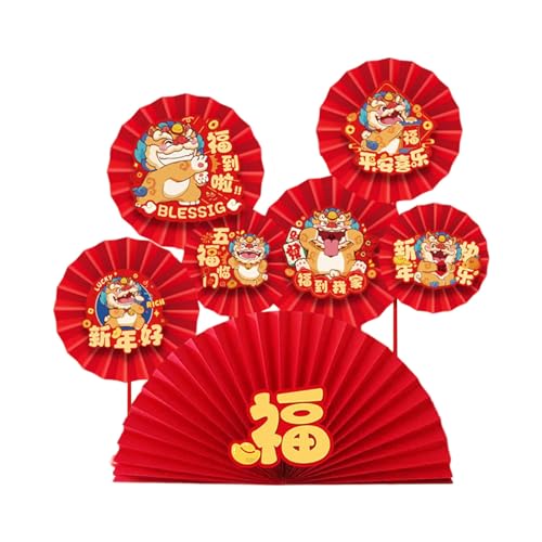 TEMOOUES 2025 Schlange Neujahr Papierfächer Blume Ornament Handgemachte Hintergrund Wanddekoration Willkommen Eingang Dekorationen Faltpapier Dekorationen von TEMOOUES