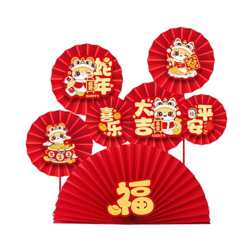 TEMOOUES 2025 Schlange Neujahr Papierfächer Blume Ornament Handgemachte Hintergrund Wanddekoration Willkommen Eingang Dekorationen Faltpapier Dekorationen von TEMOOUES