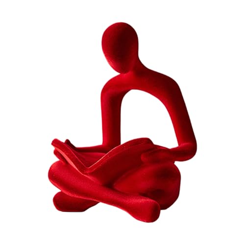 TEMOOUES Abstrakte beflockte Denker-Statue, Kunstharz-Skulptur, Heimdekoration für Wohnzimmer, Büro, Regal, Schreibtisch-Statue von TEMOOUES