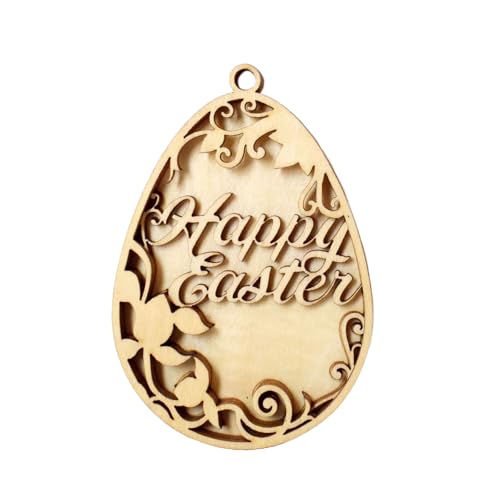 TEMOOUES Hasen-Eier-Form, Holzscheiben, unlackierte Scheiben, Ausschnitte für Heimdekoration, Malerei, Kunst, Handwerk, Partyzubehör von TEMOOUES