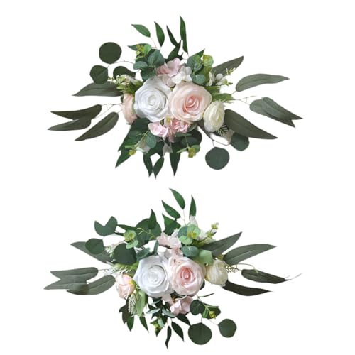TEMOOUES Künstliche Blumen-Girlande, Hochzeitsschild, Blumendekoration für Zeremonie, Party, Hochzeit, 2 Stück von TEMOOUES