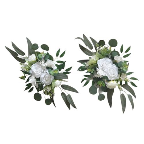 TEMOOUES Künstliche Blumen-Girlande, Hochzeitsschild, Blumendekoration für Zeremonie, Party, Hochzeit, 2 Stück von TEMOOUES