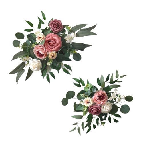 TEMOOUES Realistische künstliche Blumen-Girlande, Hochzeitszeremonie, Schilder für Empfang, Kulissen, Arrangements, Dekoration, 2 Stück von TEMOOUES