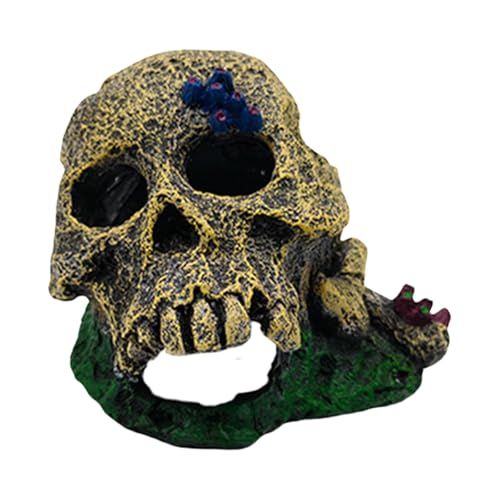 TEMOOUES Totenkopf-Aquarium-Dekoration, Persönlichkeit, Aquascaping-Ornamente, verstecken Höhle für unverwechselbare, umweltfreundliche und sichere Dekoration von TEMOOUES