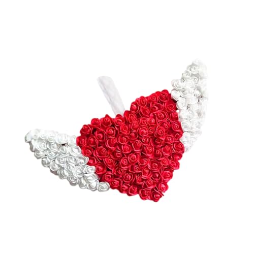 TEMOOUES Valentinstag Rose Blume Mond Herz Kranz Hintergrund Wanddekoration Tür hängende Zubehör Party Supplies Indoor Wandbehang von TEMOOUES