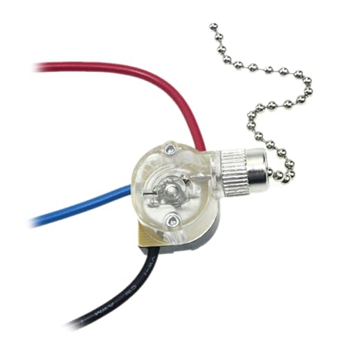 TEMOOUES Verbesserte halbtransparente Zugkettenschalter mit 15 cm Kabel, einfache Installation für 3-Draht-Deckenventilator oder Pendelleuchte von TEMOOUES