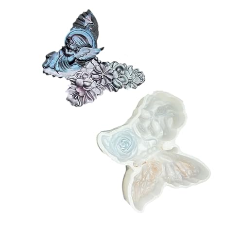 Tag der Toten Silikon für Seife Harz Kunst mit Totenkopf Blume Schmetterling Designs Schädel Blume von TEMOOUES
