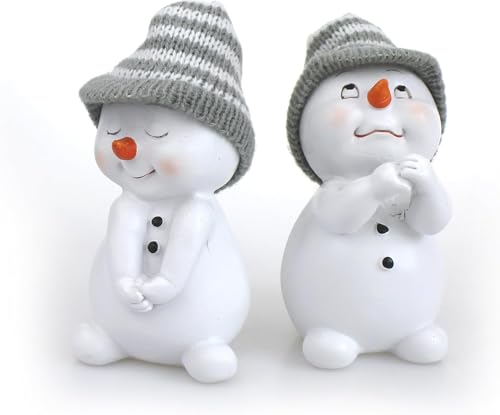 2X Deko Figur Schneemann im Set je 11 cm, Keramik weiß, Wintermütze Textil Wolle grau, Keramikfigur Dekofigur Winter Weihnachten Advent Dekoration 2X Deko Figur Schneemann im Set je 11 cm, Keramik weiß, Wintermütze Textil Wolle grau, Keramikfigur Dekofigur Winter Weihnachten Advent Dekoration von TEMPELWELT