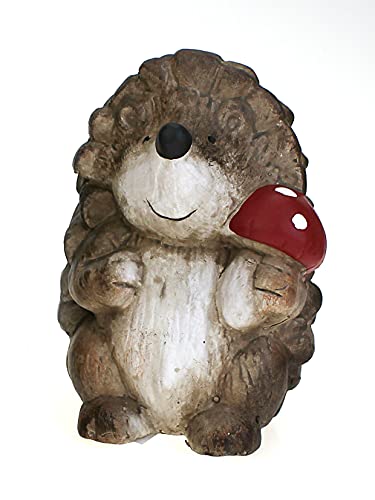 Deko Figur Gartenfigur Igel 14,5 cm, Polystein braun beige, Dekofigur Igelchen zum Hinstellen mit Pilz Gartendeko Herbstdeko Sommerdeko von TEMPELWELT