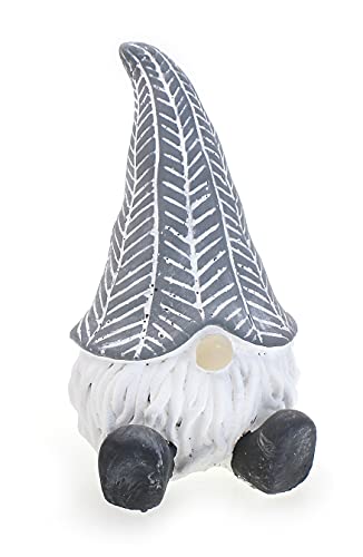 TEMPELWELT Deko Figur Wichtel 14 cm, Zement massiv grau weiß, lustige Dekofigur Wichtelzwerg Winterdeko Winterwichtel Zementfigur Herbst Winter von TEMPELWELT