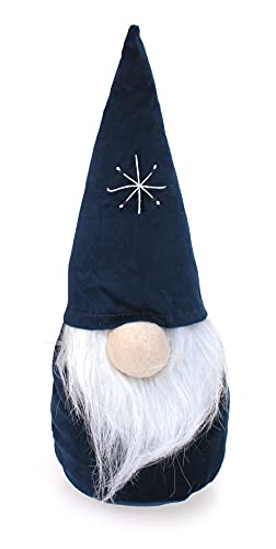 Deko Figur Wichtel Gnom 30 cm, Textil Stoff blau weiß, Zwerg Knollnase Dekofigur Herbst Winter Winterwichtel Weihnachtswichtel von TEMPELWELT