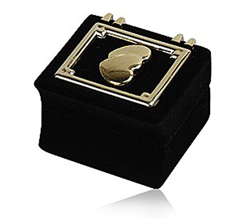 TEMPELWELT Schmuck Geschenkbox Ringbox Schmuckschachtel Herzen, Samt überzogen schwarz, Ringetui Schmucketui Schmuckschatulle von TEMPELWELT