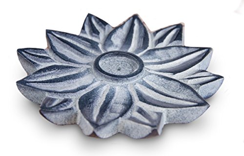 Räucherstäbchenhalter Lotus Ø 10 cm aus Speckstein grau, Räucherteller Stäbchenhalter Halter zum Räuchern Räucherstäbchen Räucherkegel, Räucherzubehör von TEMPELWELT