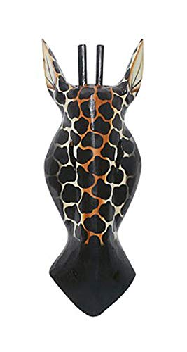 Wanddekoration Tier Maske Giraffe Kopf 30 cm, Albesia Holz, Holzmaske Kunsthandwerk im afrikanischen Stil aus Bali Lombok handgefertigt von TEMPELWELT