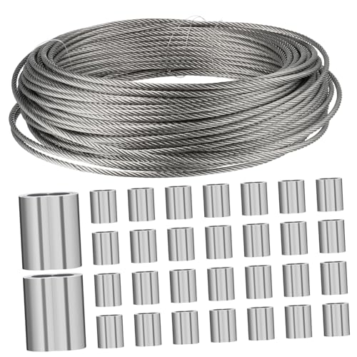 TEMPNAP 1 Rolle Drahtseil mit Aluminiumhülsen Rostfreies Kabel für Vielseitige Anwendungen Einschließlich Aufhängungen und Zaunbau Robust und Langlebig TEMPNAP 1 Rolle Drahtseil mit Aluminiumhülsen Rostfreies Kabel für Vielseitige Anwendungen Einschließlich Aufhängungen und Zaunbau Robust und Langlebig von TEMPNAP
