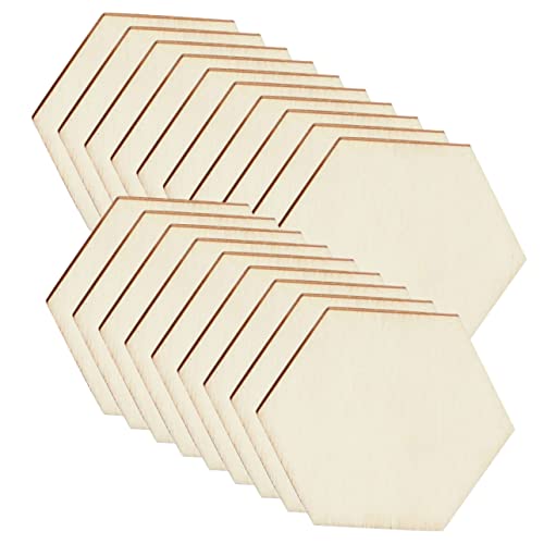 TEMPNAP 100 Stück Holzscheiben Sechseck Unbehandelt DIY Bastelmaterialien für Kreative Projekte Durchmesser Geeignet für Malen Dekoration und Mehr von TEMPNAP
