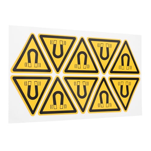 TEMPNAP 10St Identifizierung von Magnetfeldern Etikett Aufkleber Etikett Warnschild Touch-Schild-Aufkleber Arbeitsplatzschild Aufkleber mit Not-Aus-Aufkleber für Geräte Papier Yellow von TEMPNAP