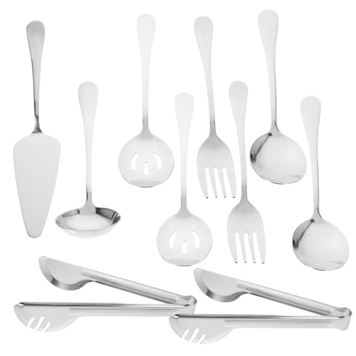 TEMPNAP 1satz Edelstahl Küchenutensilien Teilig Schöpfkelle Schaumlöffel Servierlöffel Spatel Steakzange Elegantes Design Für Buffets Und Feiern Spülmaschinengeeignet von TEMPNAP