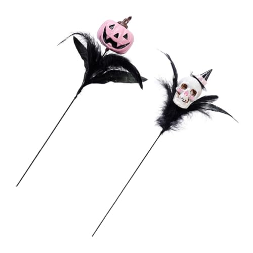 TEMPNAP 2 Stück Halloween Schädel Dekoration Künstliche Gothic Blumenstiele Langlebig Leicht Vielseitig für Innen Außen Gruselige Party Tischvasenfüllung von TEMPNAP