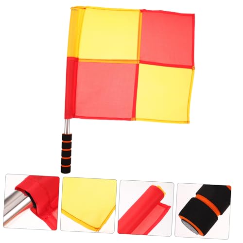 TEMPNAP 2 Stück Teiliges Schiedsrichter Fußball Handlich mit Edelstahlstange und Rutschfestem Schaumstoffgriff Leichte Wettkampf flaggen für Fußball Rugby Leichtathletik Training von TEMPNAP
