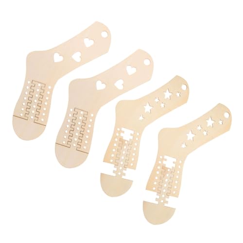 TEMPNAP 2paare Holz Sockenspaner Verstellbare Sockenblocker Für Stricken Pärchen Herz Und Stern-Design Für Wollsocken-Display Und Handarbeitsprojekte Aus Hochwertigem Holz Gefertigt von TEMPNAP