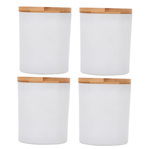 TEMPNAP 4 Sätze Aromatherapie Glas kerzendosen mit Bambusdeckel DIY Kerzengläser für Kerzenherstellung Rundes Design Geeignet für Wohnzimmer Büro Partydekoration und von TEMPNAP