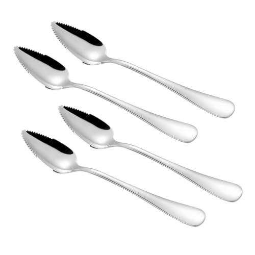 TEMPNAP 4 Stück Edelstahl Löffel Set mit Kratzfunktion Sicher und Robust für Obst Wie Apfel und zum Füttern und Pürieren von Babynahrung von TEMPNAP