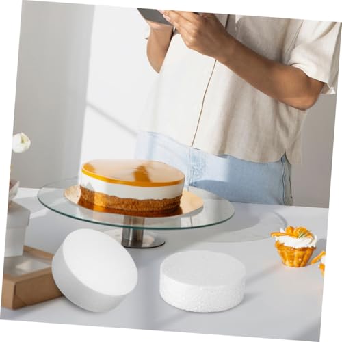 TEMPNAP 4 Stück Runde Schaumstoffplatten Ø Hochdichte Styropor Cake Forms für Tortendeko Wiederverwendbare DIY Bastelblöcke Leicht und Stabil für Zuckerbäckerei und Ausstellungsdisplays von TEMPNAP