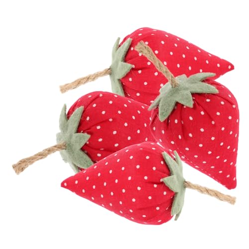 TEMPNAP 4 Stück Teiliges Künstliche Stoff erdbeeren Realistische Dekoration für Zuhause Leicht und Kompakt Vielseitig für Deko DIY und Geschenkideen Lebensechte Simulation in Kräftigem von TEMPNAP