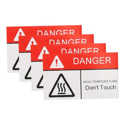 TEMPNAP 4 Stück Warnschilder Für Hohe Temperaturen Vorsicht Schild „Heiße Oberfläche“ Vorsicht Aufkleber „Vorsicht Hohe Temperaturen“ Warnaufkleber „Heiße Warnschilder“ Warnschild von TEMPNAP