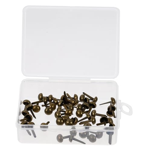TEMPNAP 50 Stück Pilznägel Metall Rundkopf Zwei Fuß Nägel Brads Langlebig DIY Bastelzubehör für Taschen Reparatur Kinderhandwerk Eltern Junge Mädchen Projekte Bronze von TEMPNAP