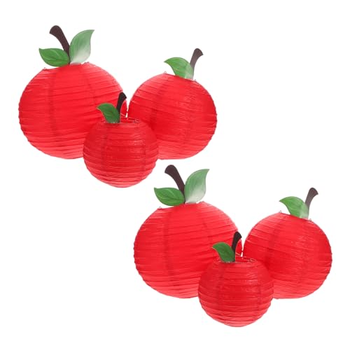 TEMPNAP 6 Stück Apfel Papierlaternen Hängende Früchte Dekorationen für Klassenzimmer Party Geburtstag Obst Thema Partybeleuchtung von TEMPNAP