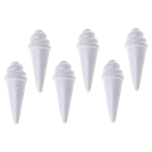 TEMPNAP 6 Stück Eismodell klein Schaum DIY-Malerei-Eiscreme-Modell geformt mit unfertige Eiscreme-Modelle Eisformen Eiscreme-Requisiten selber Machen Modell Einer Eistüte Machen Weiß von TEMPNAP